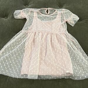 Sovereign code pink slip dress with lace over lay size 2t